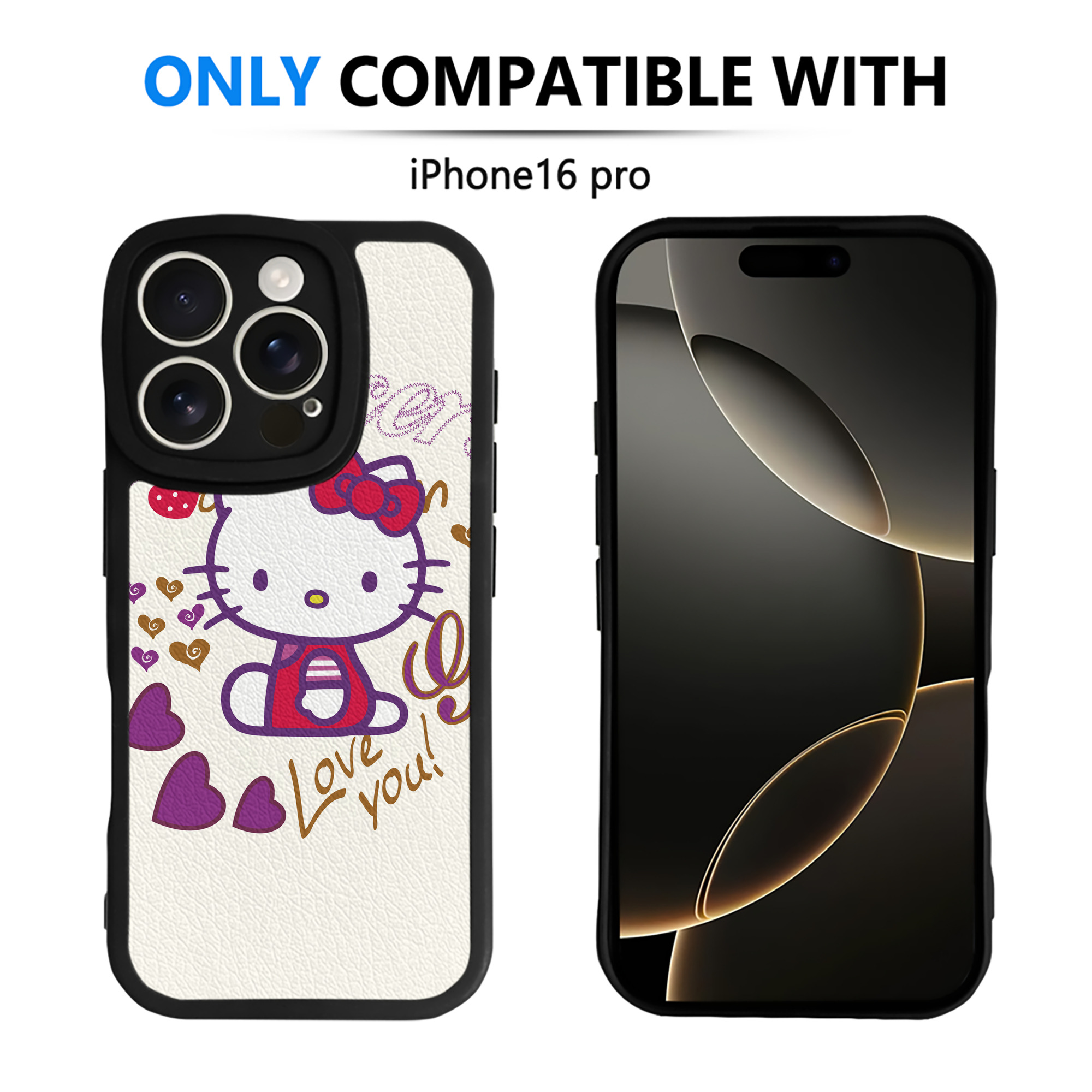 （画像用） Hello Kitty ハローキティ 【iPhone 16シリーズ対応】シリコンスマホケース（レザー調） 材質：シリコン